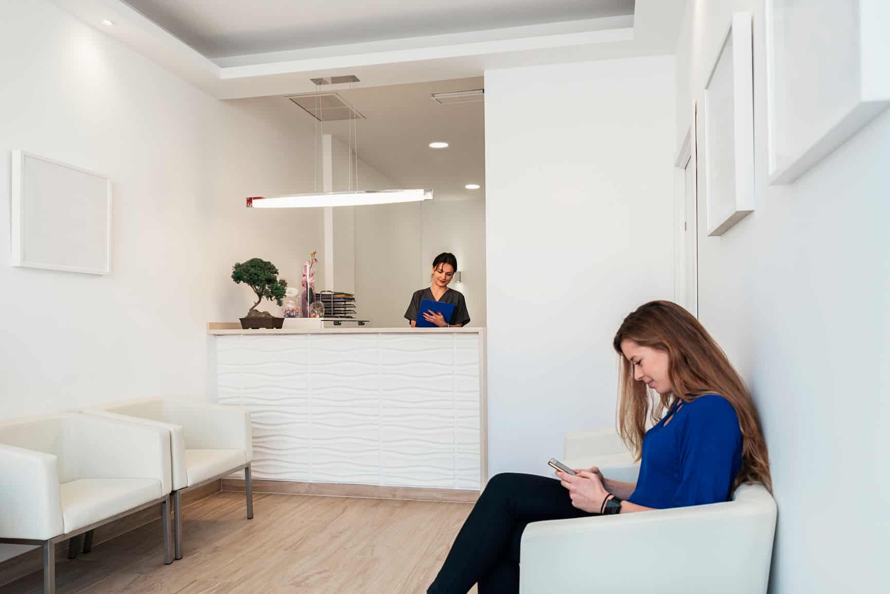 Patient Waiting In The Reception Of Dental Clinic.