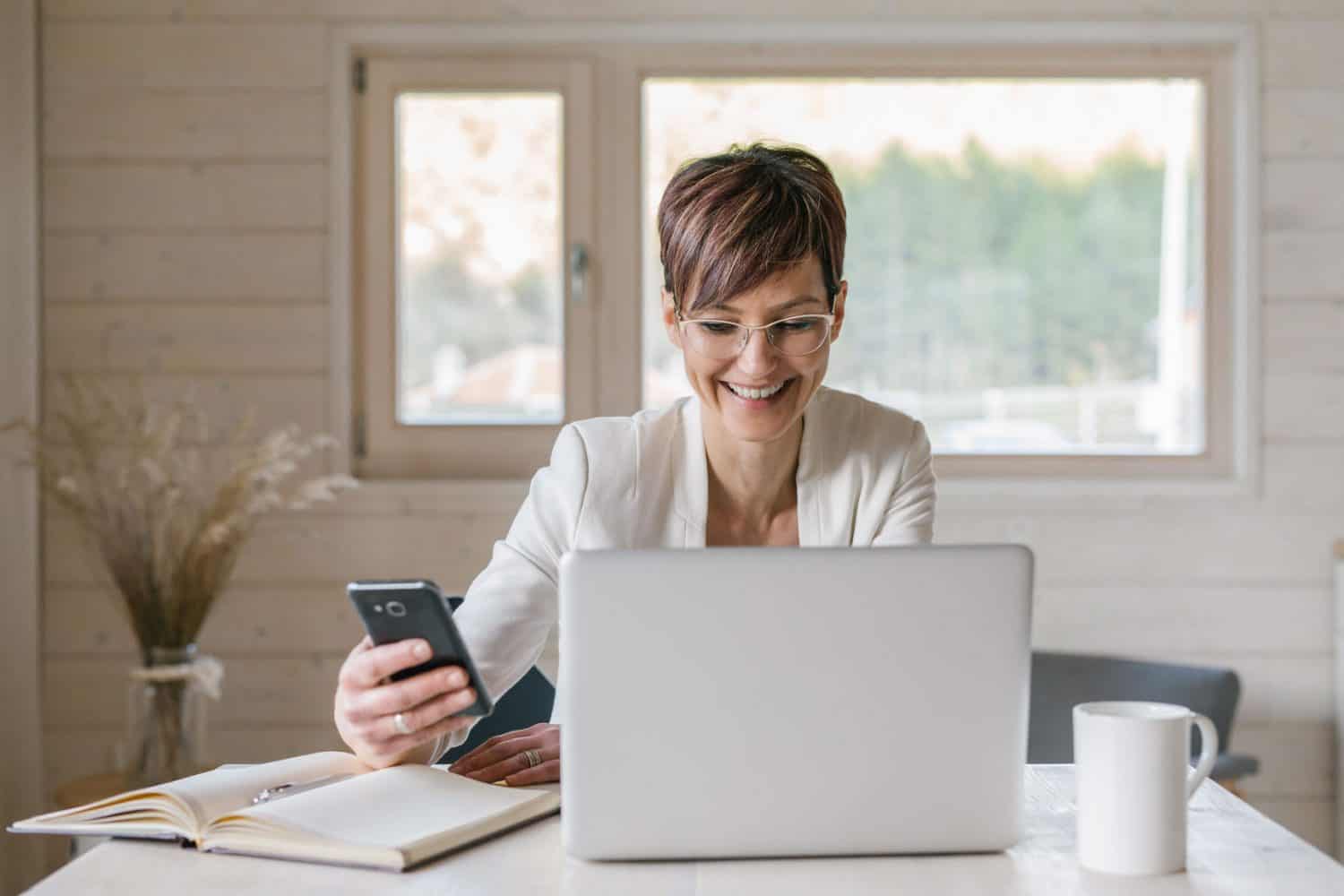 Businesswoman Working From Home